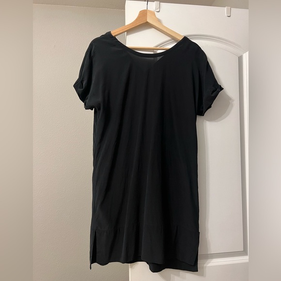 grana silk shirt dress Washable Stretch Silk Shirt Dress in Black